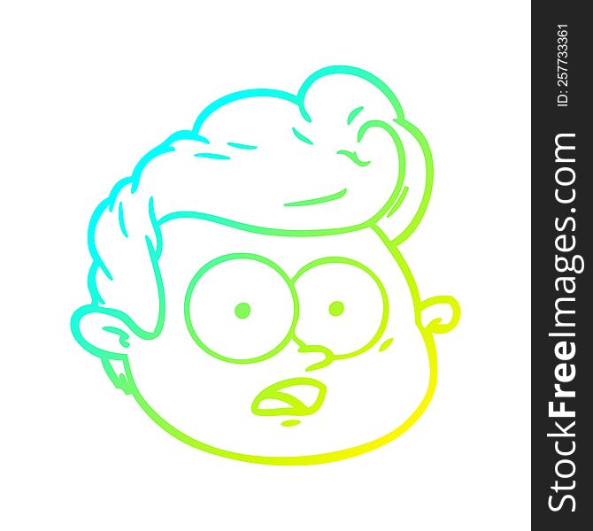 cold gradient line drawing of a cartoon male face