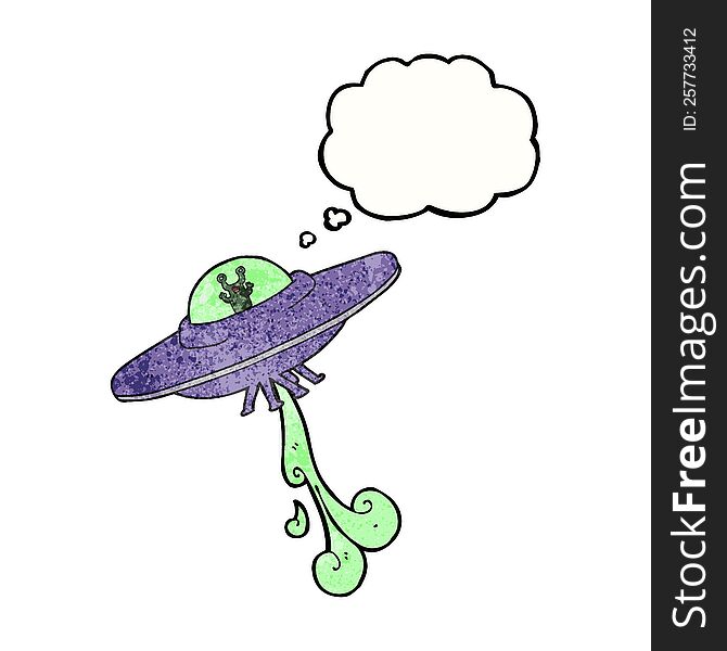Thought Bubble Textured Cartoon Alien Spaceship