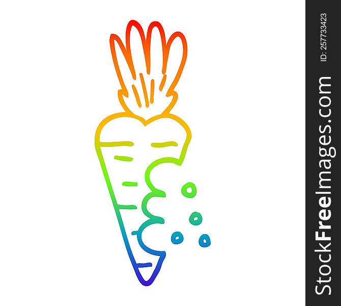 Rainbow Gradient Line Drawing Cartoon Carrot With Bite Marks