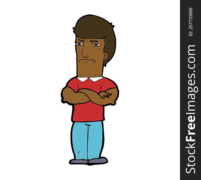 Cartoon Annoyed Man With Folded Arms