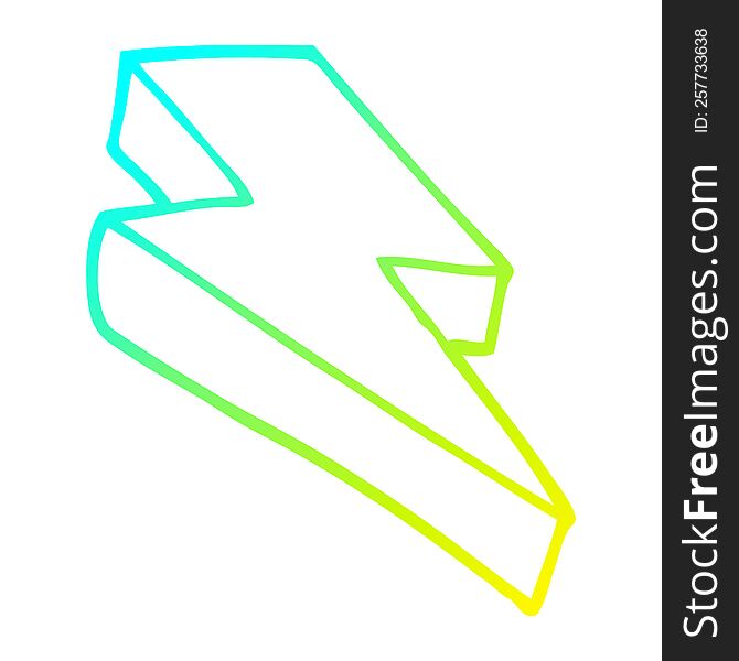 cold gradient line drawing of a cartoon thunder bolt