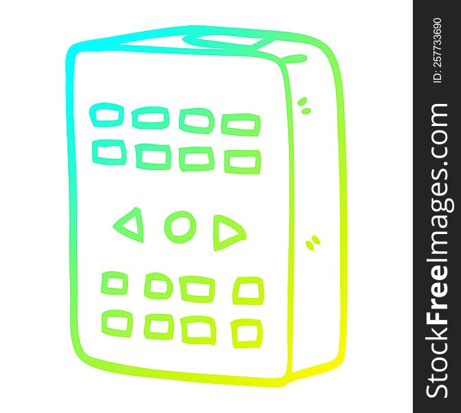 cold gradient line drawing of a cartoon remote control