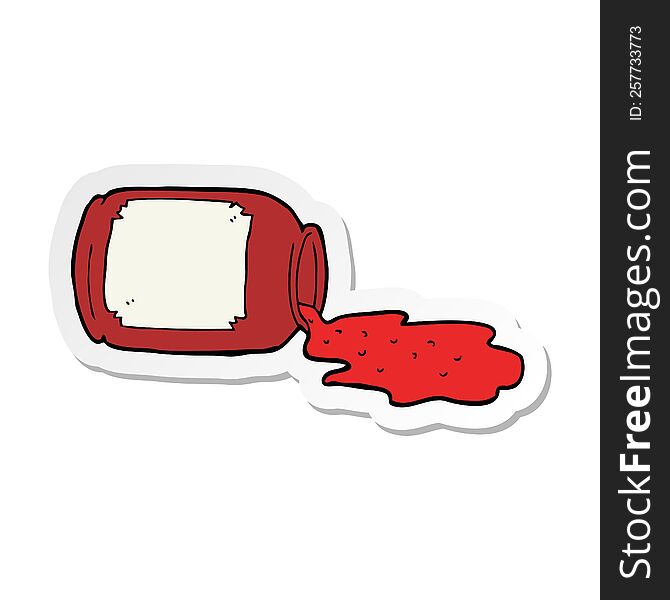 sticker of a cartoon spilled jam
