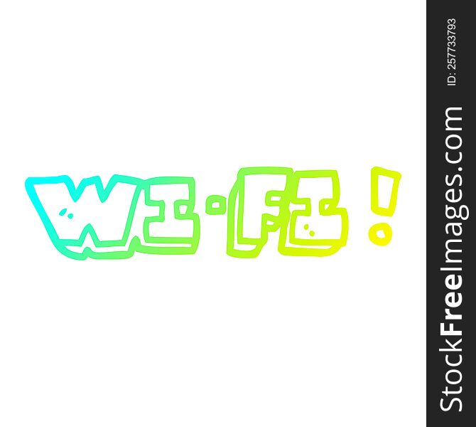 cold gradient line drawing of a cartoon wi fi