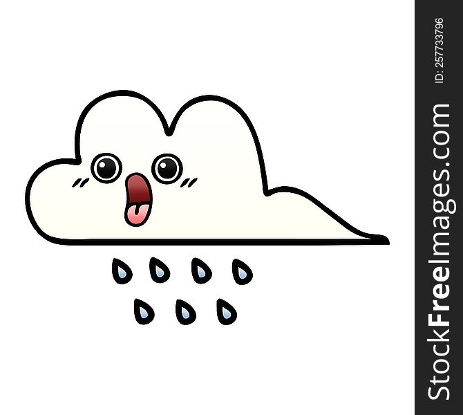 Gradient Shaded Cartoon Rain Cloud
