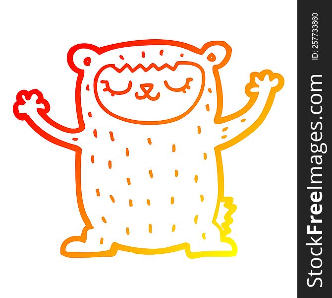Warm Gradient Line Drawing Cute Cartoon Bear
