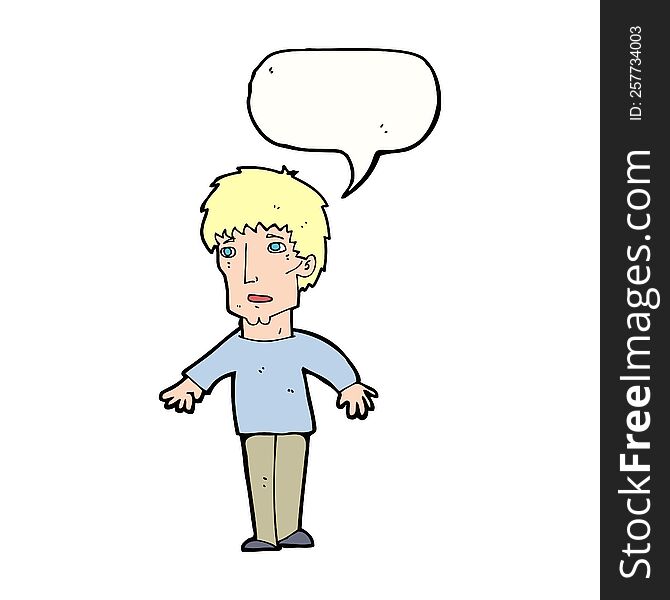 Cartoon Surprised Man With Speech Bubble