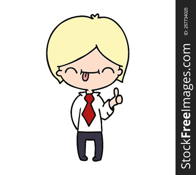 cartoon of boy with thumb up