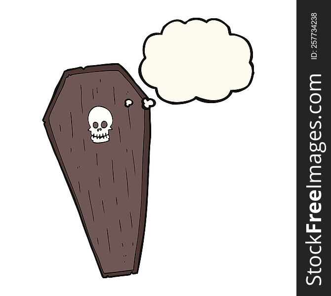 Spooky Cartoon Coffin With Thought Bubble