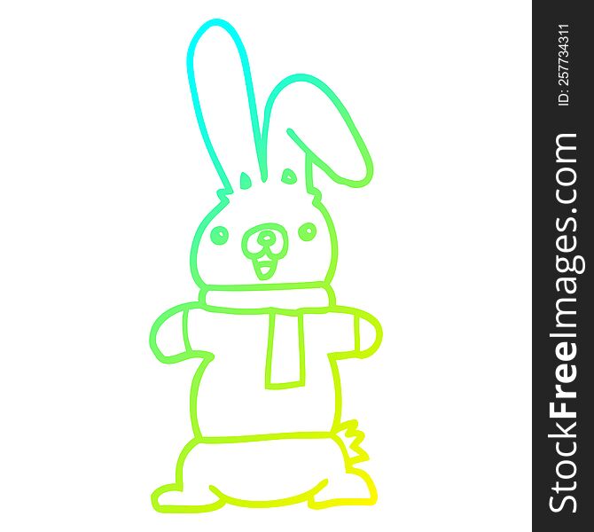 Cold Gradient Line Drawing Cartoon Rabbit