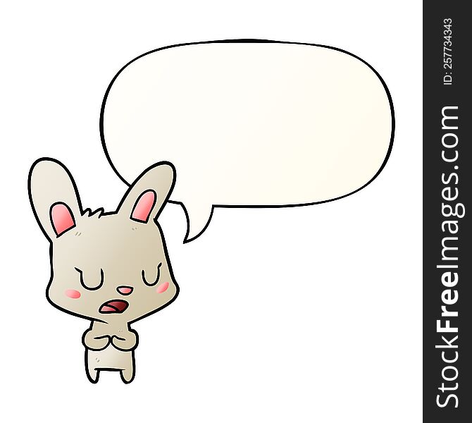 Cartoon Rabbit Talking And Speech Bubble In Smooth Gradient Style