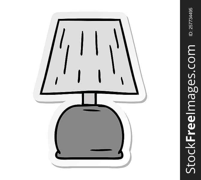 Sticker Cartoon Doodle Of A Bed Side Lamp