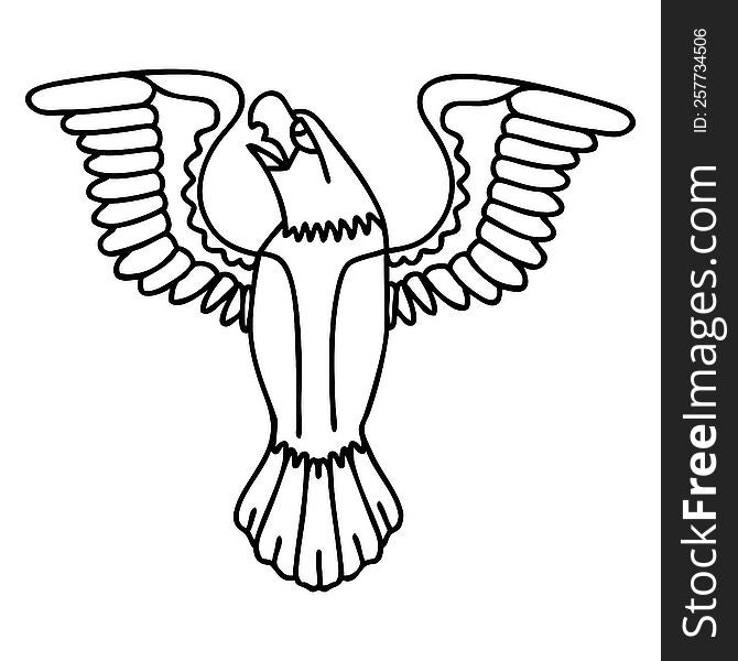 black line tattoo of an american eagle