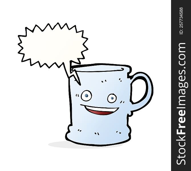 cartoon mug with speech bubble