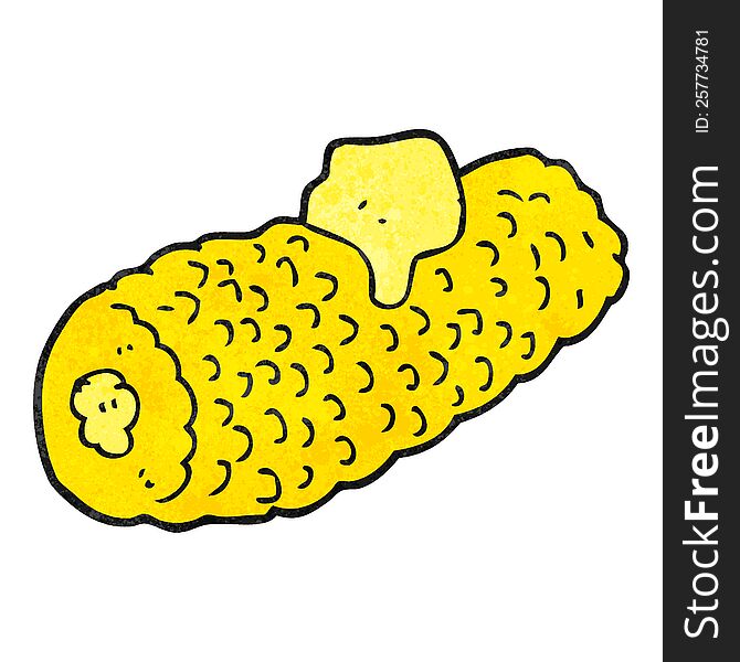 freehand textured cartoon corn on cob with butter
