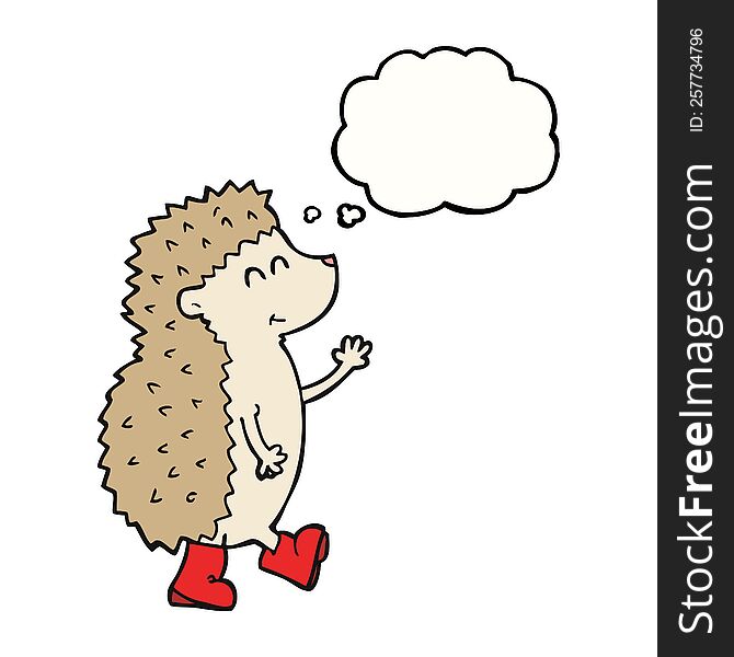 cute freehand drawn thought bubble cartoon hedgehog. cute freehand drawn thought bubble cartoon hedgehog