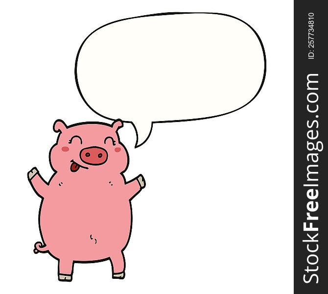 Cartoon Pig And Speech Bubble