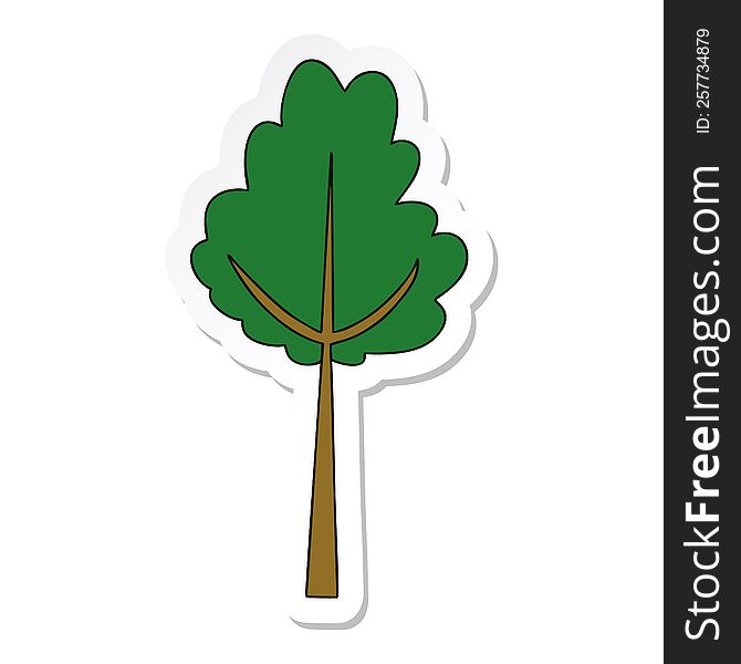Sticker Of A Quirky Hand Drawn Cartoon Tree