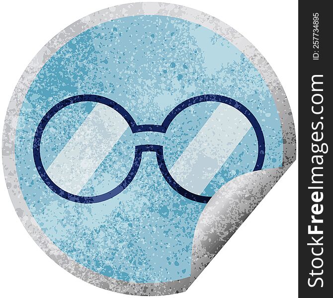 spectacles graphic vector illustration circular sticker. spectacles graphic vector illustration circular sticker