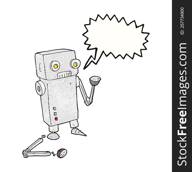 Speech Bubble Textured Cartoon Broken Robot