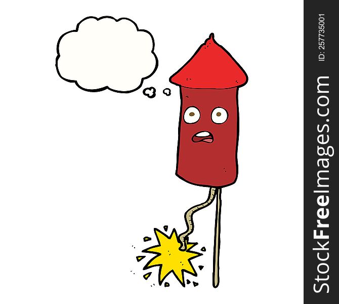 cartoon firework with thought bubble