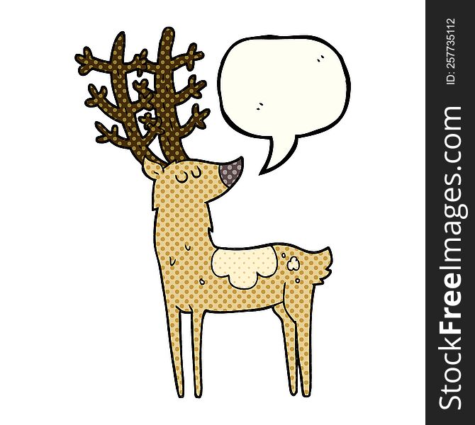 freehand drawn comic book speech bubble cartoon stag