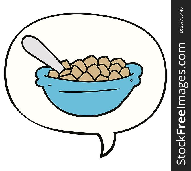 cartoon cereal bowl with speech bubble. cartoon cereal bowl with speech bubble