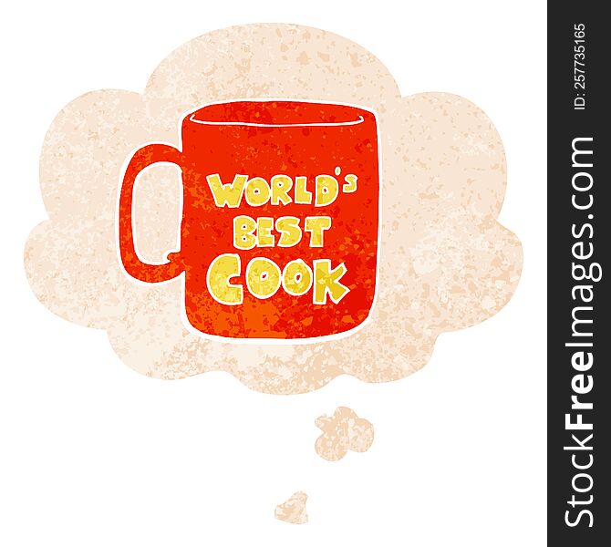 Worlds Best Cook Mug And Thought Bubble In Retro Textured Style