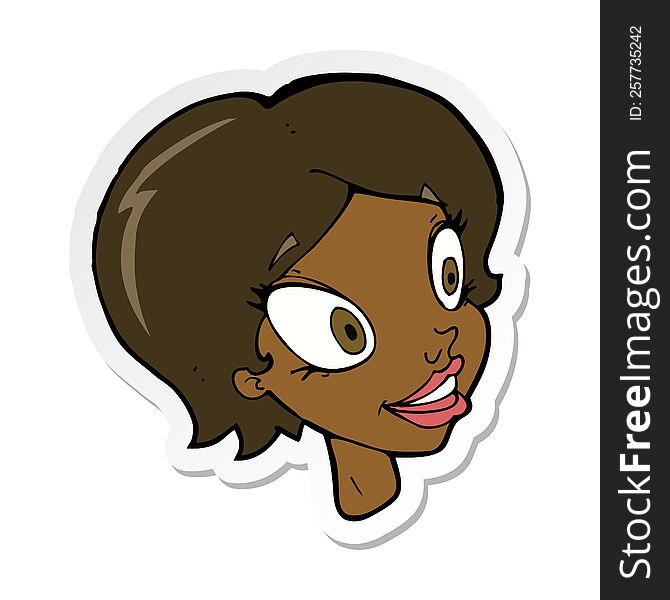 sticker of a cartoon pretty female face