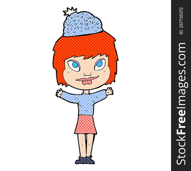 cartoon woman wearing hat