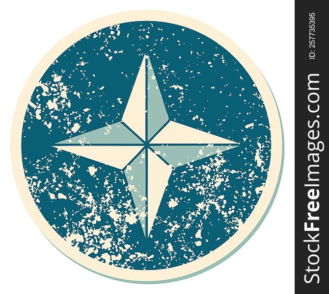 Distressed Sticker Tattoo Style Icon Of A Star
