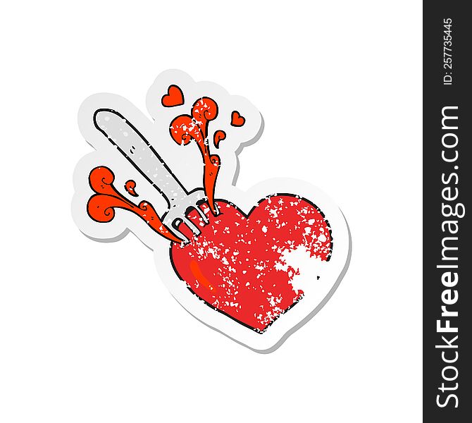 retro distressed sticker of a cartoon fork in heart