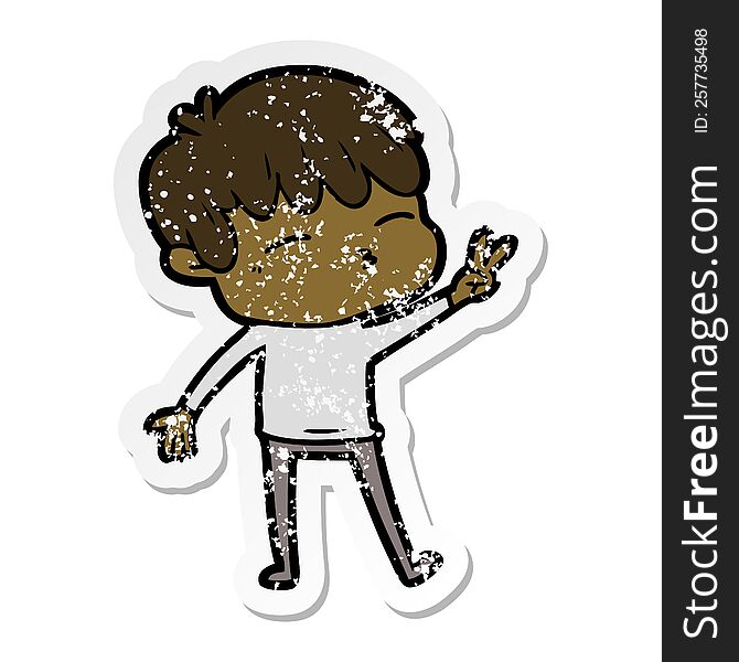 distressed sticker of a cartoon frustrated man