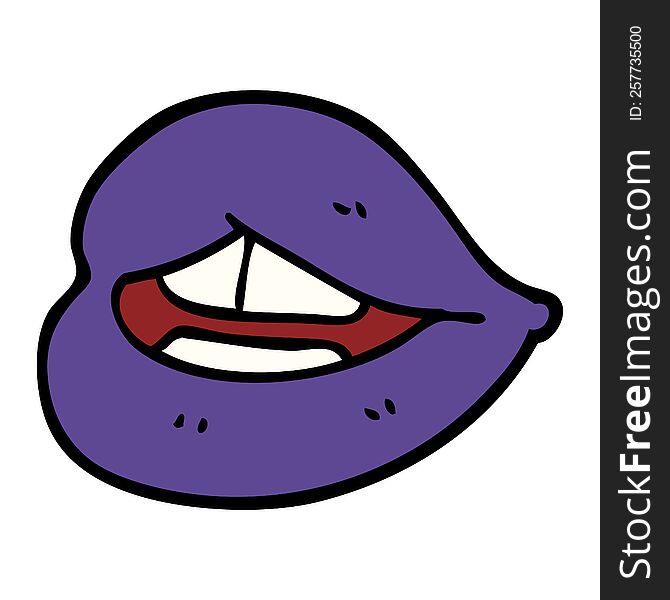 cartoon doodle purple lips