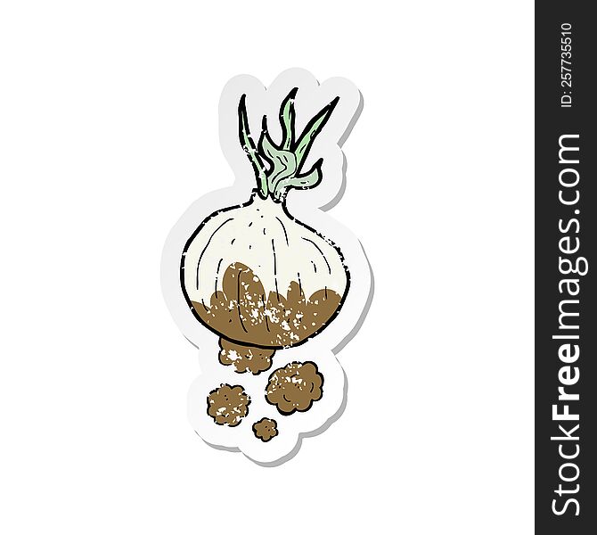 retro distressed sticker of a cartoon organic onion