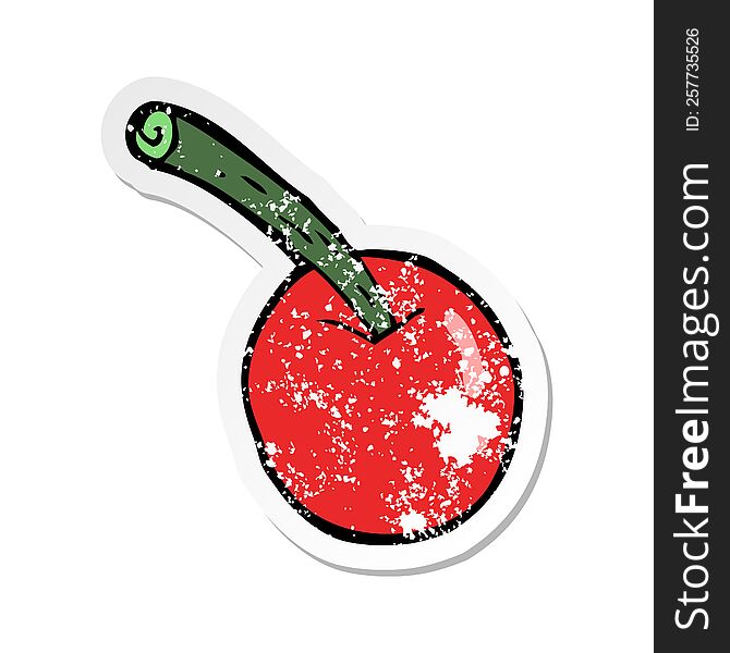 Retro Distressed Sticker Of A Cartoon Cherry Symbol