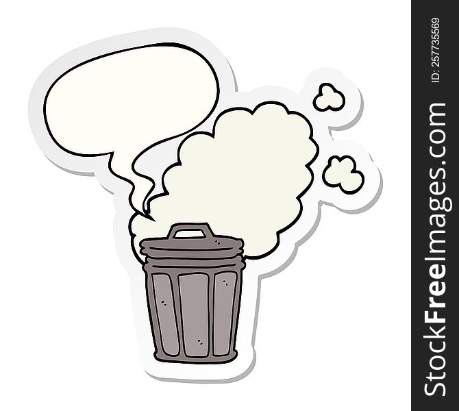 Cartoon Stinky Garbage Can And Speech Bubble Sticker