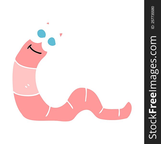 Flat Color Illustration Of A Cartoon Worm
