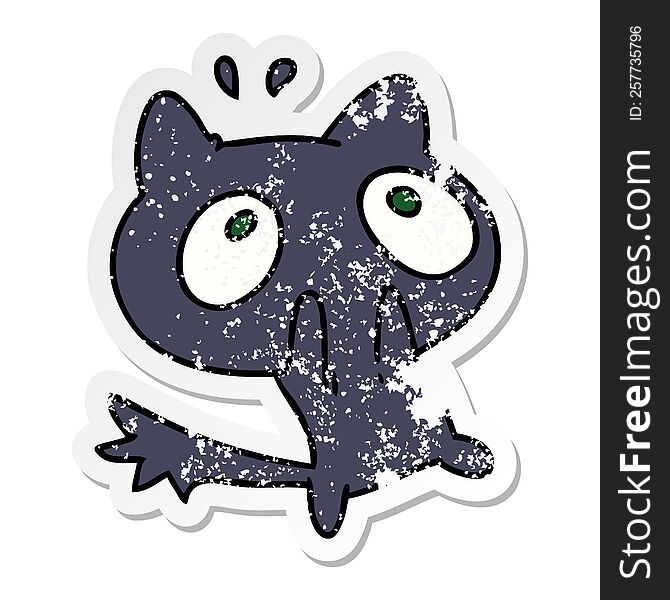 Distressed Sticker Cartoon Kawaii Of A Shocked Cat