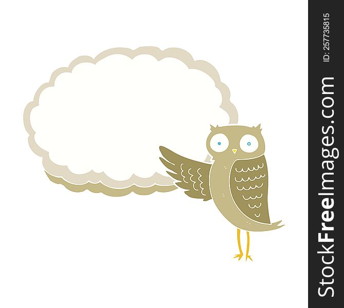 Flat Color Illustration Of A Cartoon Owl Pointing