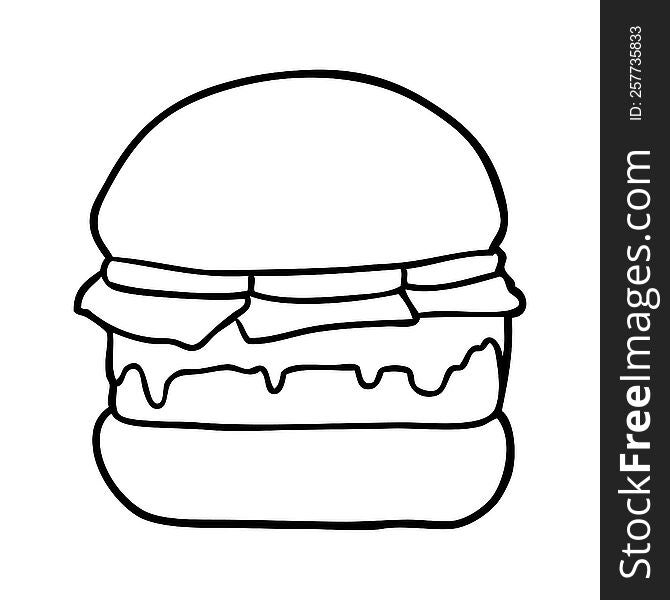 line drawing of a stacked burger. line drawing of a stacked burger