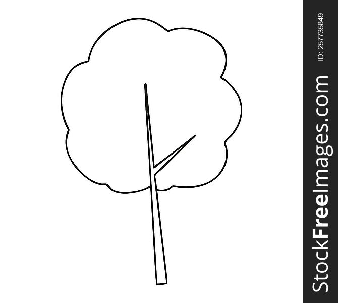 line drawing quirky cartoon tree. line drawing quirky cartoon tree