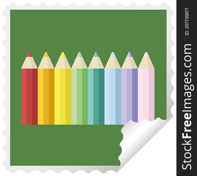 Color Pencils Graphic Vector Illustration Square Sticker Stamp