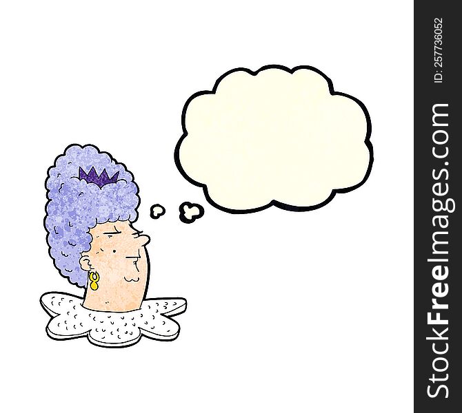 cartoon queen\'s head with thought bubble