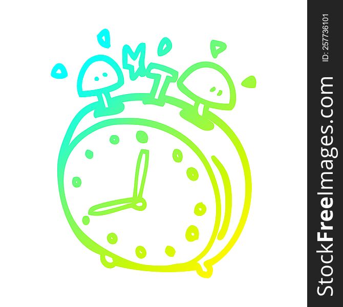 cold gradient line drawing cartoon alarm clock