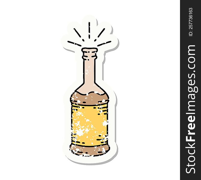 Grunge Sticker Of Tattoo Style Beer Bottle