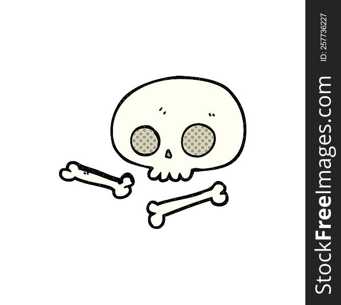 freehand drawn cartoon skull and bones