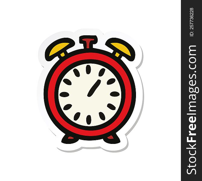 sticker of a cute cartoon alarm clock