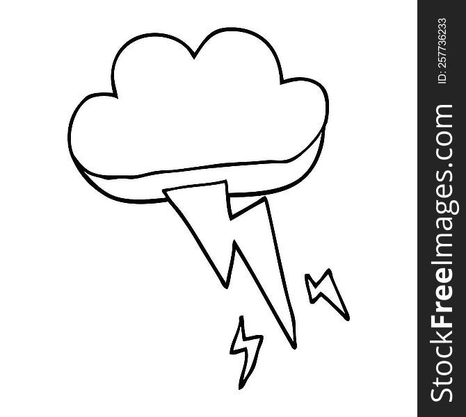 line drawing cartoon thundercloud and lightning