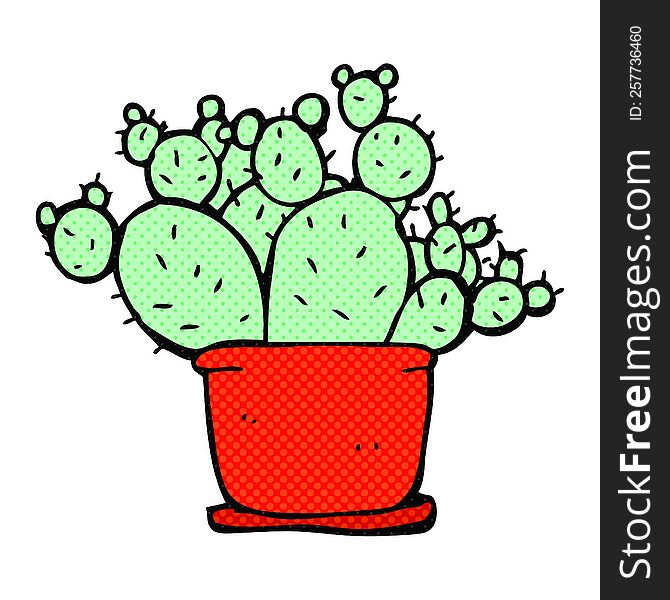 freehand drawn cartoon cactus